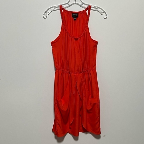 Nicole Miller Summer Braided Collar Sleeveless tulip hem chiffon dress pockets - Picture 9 of 10